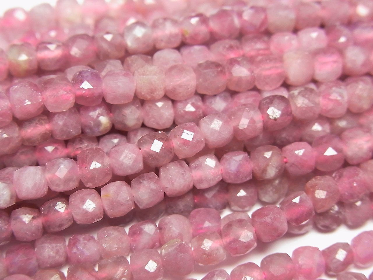 High Quality! Pink Tourmaline AA++ Cube Shape 4x4x4mm Half or 1strand beads (approx. 15 inches/38 cm)