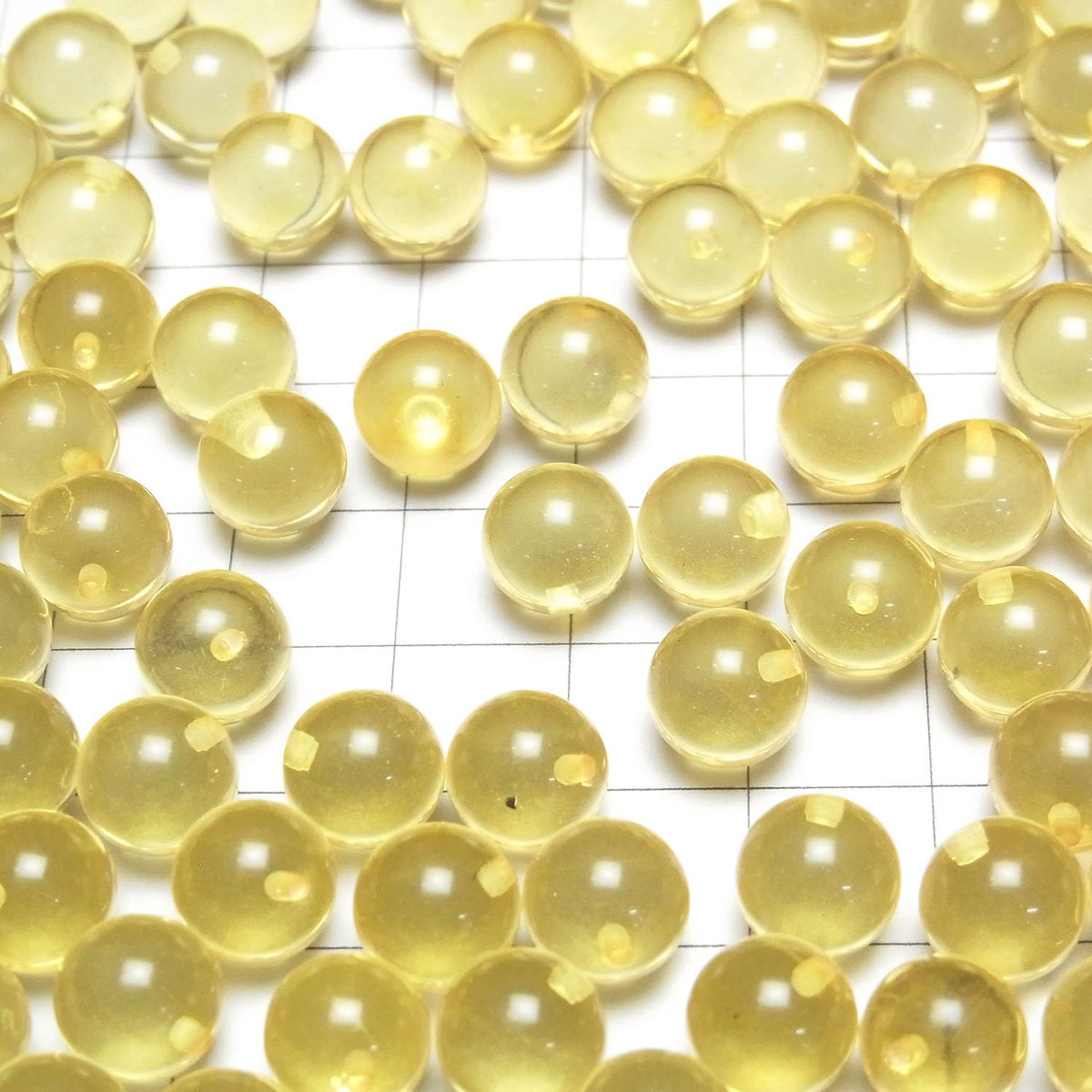 Yellow color Amber Half Drilled Hole Round 9mm 6pcs