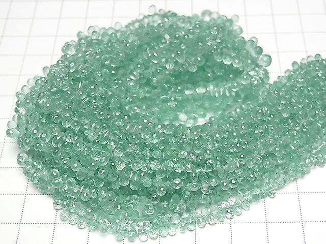 [Video]High Quality Emerald AAA Drop Faceted Briolette half or 1strand beads (aprx.15inch/38cm)