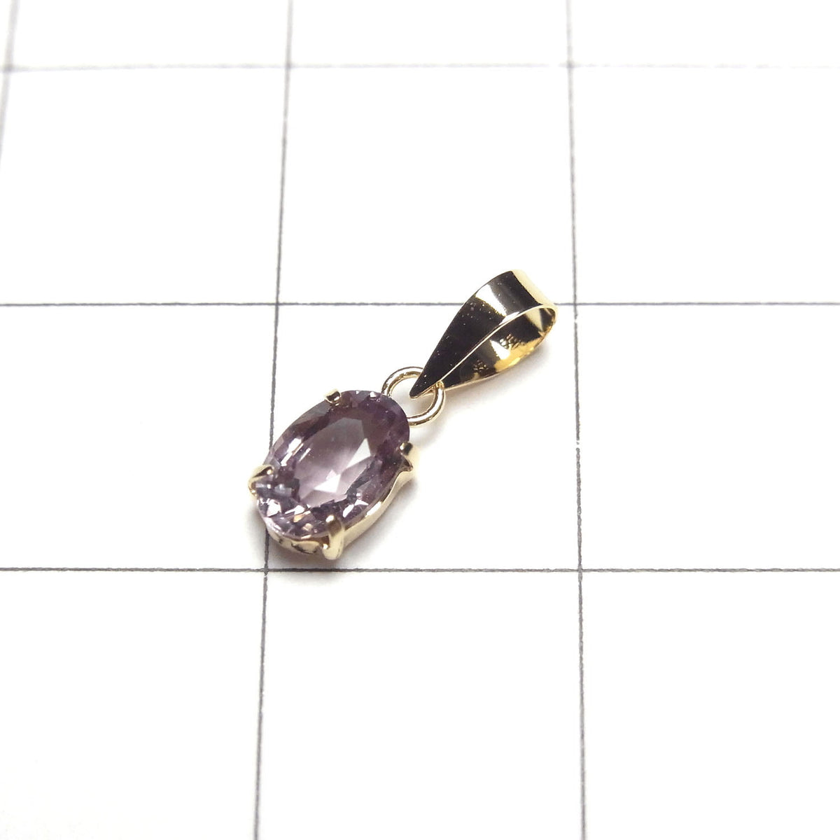 [Japon] Pendentif Spinelle Violet AAA Ovale Facetté 6x4mm de Haute Qualité [Or Jaune 18K] 1pc