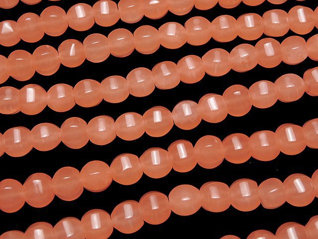 1strand $5.79! Pink Orange Jade 6Faceted 8mm 1strand beads (aprx.15inch / 38cm)