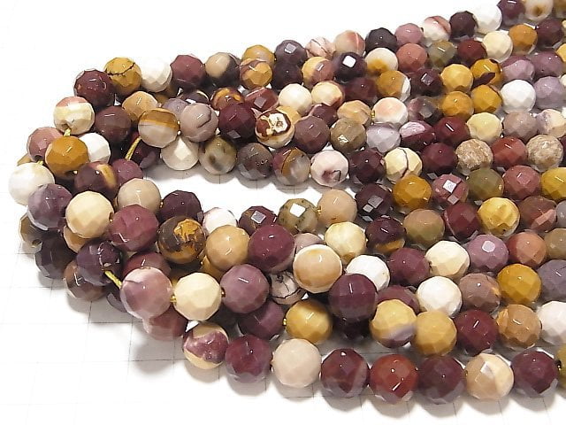 Mookaite 64 Faceted Round 10 mm [2 mm hole] 1 strand beads (aprx.15 inch / 38 cm)