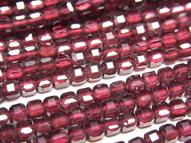 [Video]High Quality! Rhodolite Garnet AAA Cube Shape 3x3x3mm 1strand beads (aprx.15inch/37cm)