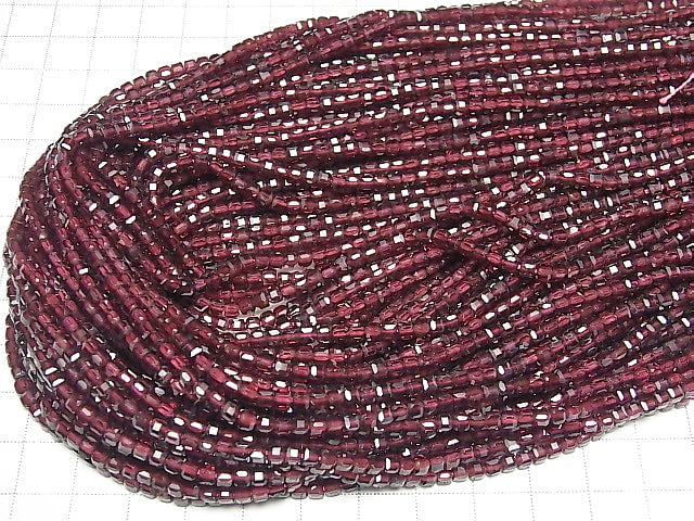 [Video]High Quality! Rhodolite Garnet AAA Cube Shape 3x3x3mm 1strand beads (aprx.15inch/37cm)