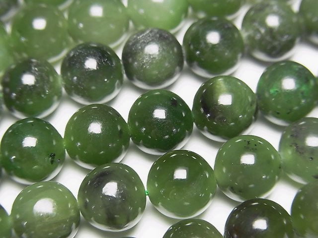 [Video] Canadian Nephrite Jade AA++ Round 8mm half or 1strand beads (aprx.15inch/37cm)