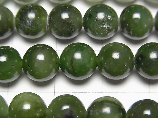 [Video] Canadian Nephrite Jade AA++ Round 8mm half or 1strand beads (aprx.15inch/37cm)