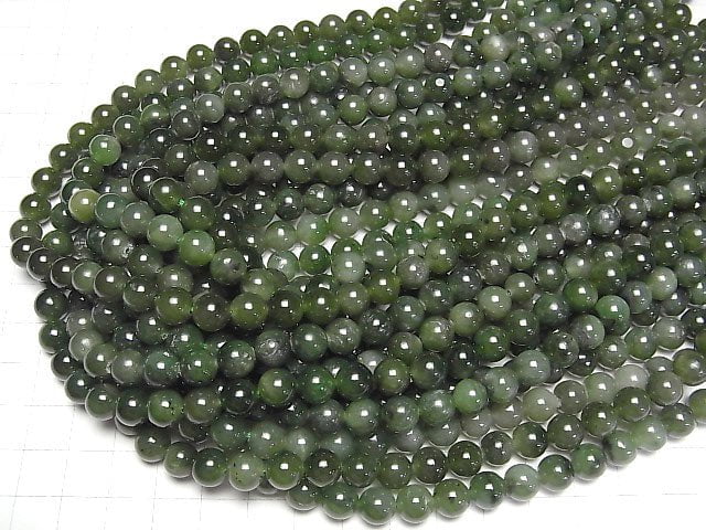 [Video] Canadian Nephrite Jade AA++ Round 8mm half or 1strand beads (aprx.15inch/37cm)