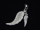 Silver925 Double Feather Pendant [White Silver] 1pc