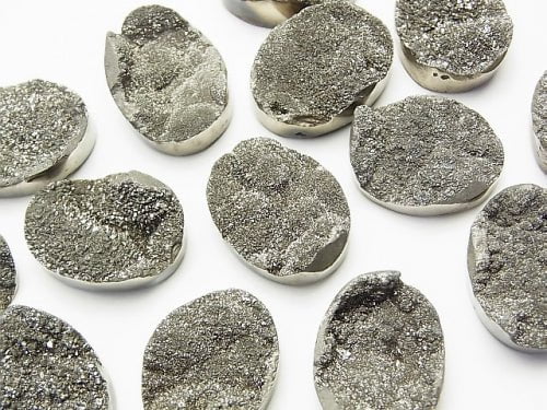 Druzy Agate Undrilled Oval 20 x 15 Silver Coating 1 pc $5.79!