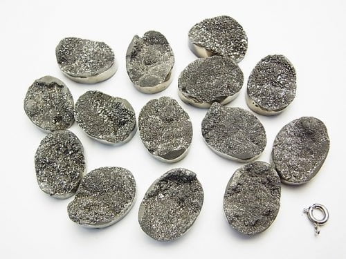 Druzy Agate Undrilled Oval 20 x 15 Silver Coating 1 pc $5.79!