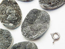 [Video] Druzy Agate Undrilled Oval 25 x 18 Silver Coating 1 pc $9.79!