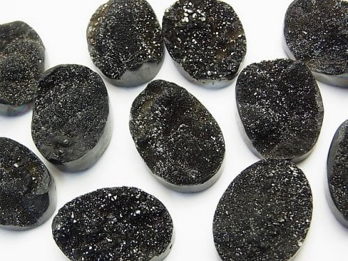 Druzy Agate Undrilled Oval 25 x 18 Black Coating 1 pc $9.79!