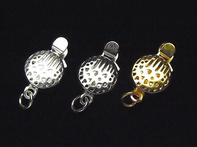 Silver925 Openwork Coin Clasp 14x8x6mm [No coating] [Rhodium Plated] [18KGP] 1pc