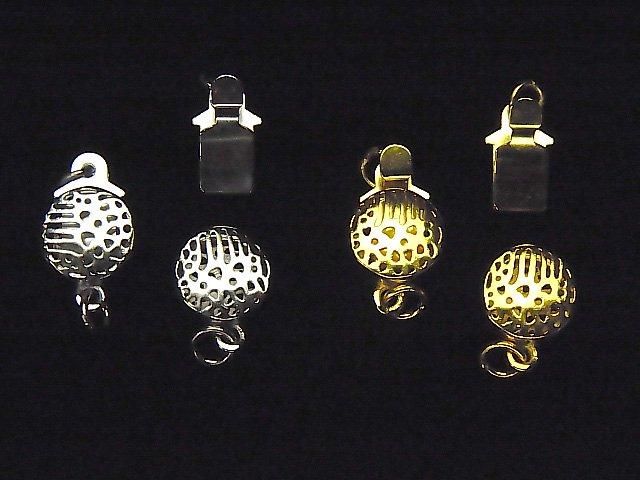 Silver925 Openwork Coin Clasp 14x8x6mm [No coating] [Rhodium Plated] [18KGP] 1pc