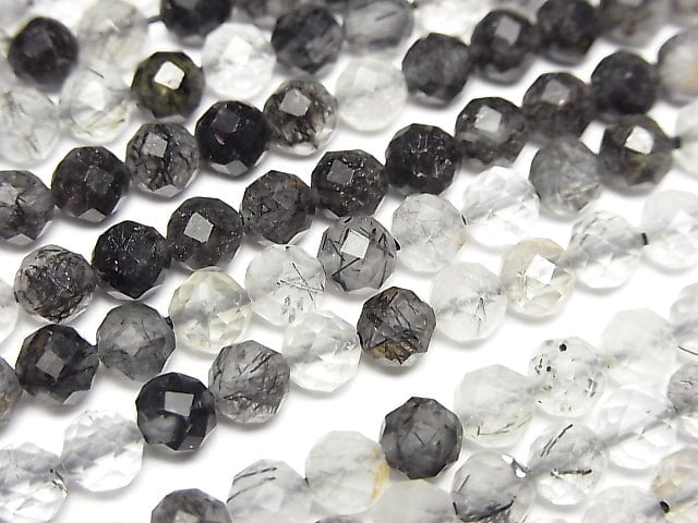 [Video]High Quality! Tourmaline Quartz AA+ Faceted Round 5mm 1strand beads (aprx.15inch/37cm)