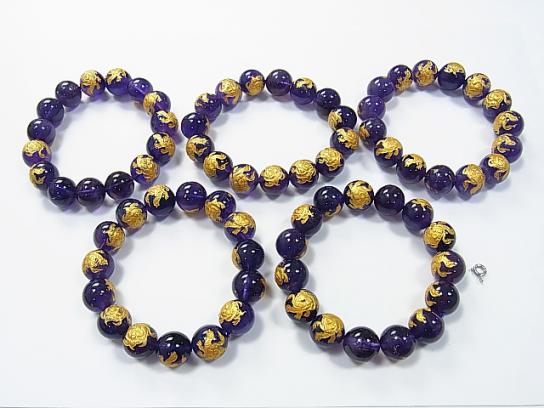 Goldie! Turtle (Four Divine Beasts) Carving! Amethyst Round 10, 12, 14 mm half or 1 strand