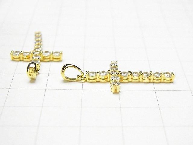 Silver925 Pendant 26x17mm [Rhodium Plated ][18KGP] Cross (with CZ)