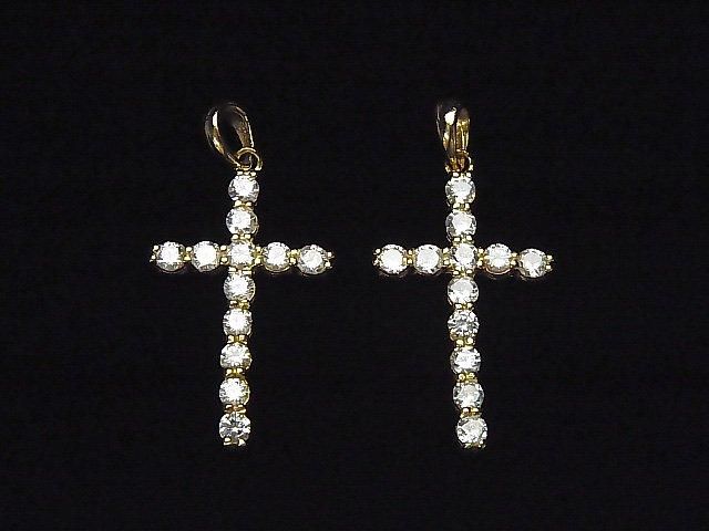 Silver925 Pendant 26x17mm [Rhodium Plated ][18KGP] Cross (with CZ)