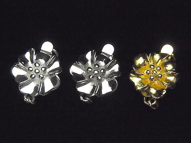 Silver925 Flower Clasp 16x12x5mm [No coating][Rhodium Plated][18KGP] 1pc
