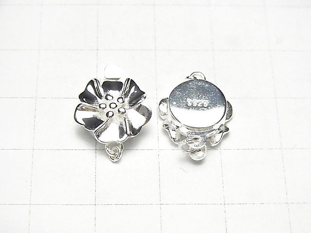 Silver925 Flower Clasp 16x12x5mm [No coating] [Rhodium Plated] [18KGP] 1pc