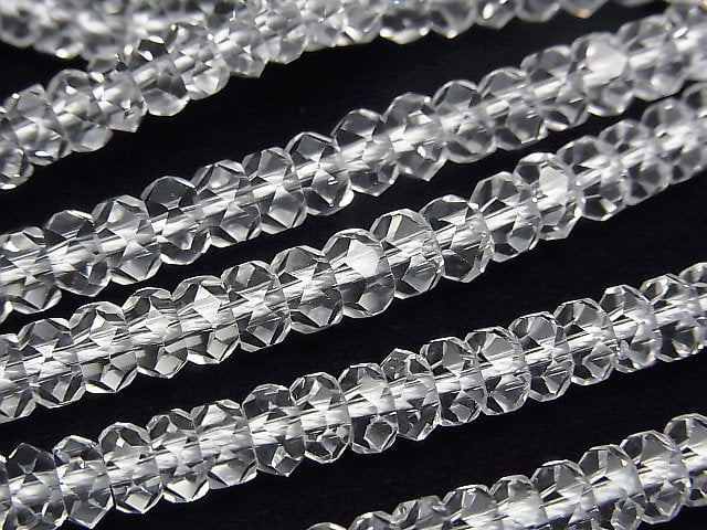 Crystal Quartz, Roundel Gemstone Beads