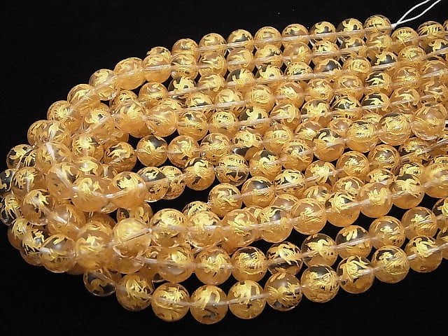 [Video] Gold! Four Divine Beasts Carving! Crystal AAA Round 12mm, 14mm, 16mm 1/4 or 1strand beads (aprx.15inch / 36cm)