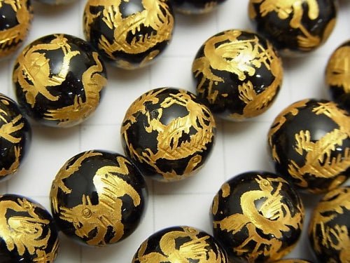 Four Divine Beasts Carving! Onyx AAA Round 12 mm, 14 mm, 16 mm 1/4 or 1strand beads (aprx.15 inch / 36 cm)