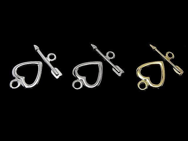 Silver 925 Heart Toggle 10mm [Pure Silver Finish][Rhodium Plated][18KGP] 2 pairs