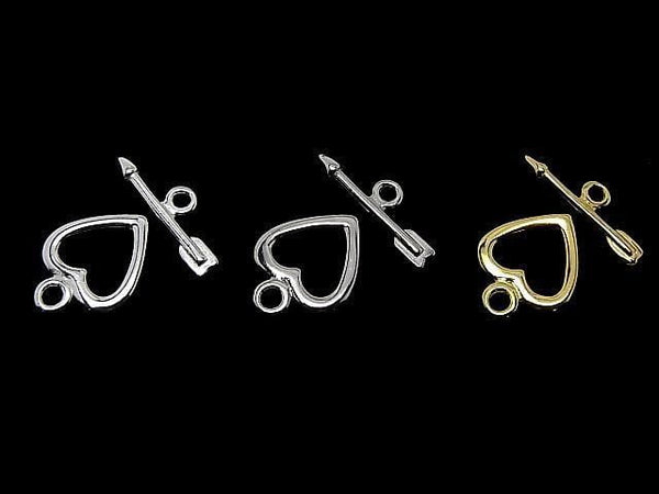 Silver925 Heart Toggle 10mm [Pure Silver Finish] [Rhodium Plated] [18KGP] 2pairs
