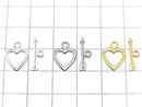 Silver925 Heart Toggle 10mm [Pure Silver Finish] [Rhodium Plated] [18KGP] 2pairs