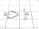 Silver925 Heart Toggle 10mm [Pure Silver Finish] [Rhodium Plated] [18KGP] 2pairs