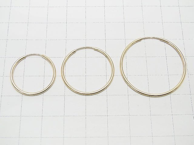 14KGF Hoop Earrings [10mm][12mm][14mm][17mm][20mm][24mm][30mm] 1pair $3.99- !