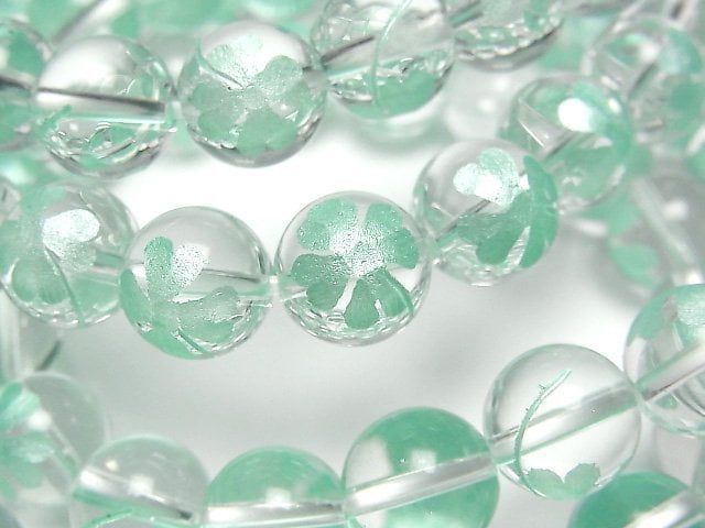 Clover, Crystal Quartz, Round Gemstone Beads