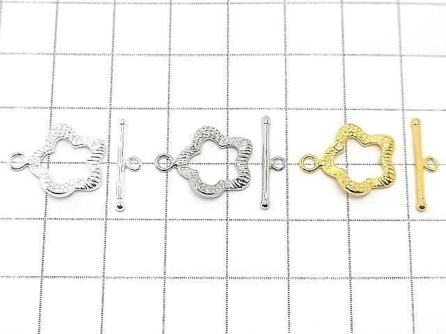 Silver925 Flower Design Toggle 13x13mm [Pure Silver Finish][Rhodium Plated][18KGP] 1 pair