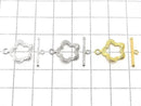 Silver925 Flower Design Toggle 13x13mm [Pure Silver Finish] [Rhodium Plated] [18KGP] 1pair
