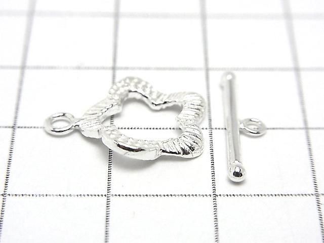 Silver925 Flower Design Toggle 13x13mm [Pure Silver Finish][Rhodium Plated][18KGP] 1 pair