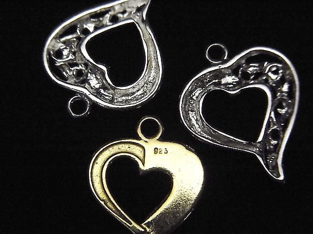 Silver 925 Heart Design Toggle 15x14mm [Pure Silver Finish][Rhodium Plated][18KGP] 1 pair