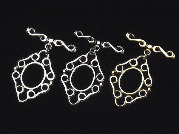 Silver925 Diamond Design Toggle 24x18mm [Pure Silver Finish] [Rhodium Plated] [18KGP] 1pair