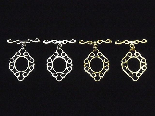 Silver 925 Diamond Design Toggle 24x18mm [Pure Silver Finish][Rhodium Plated][18KGP] 1 pair