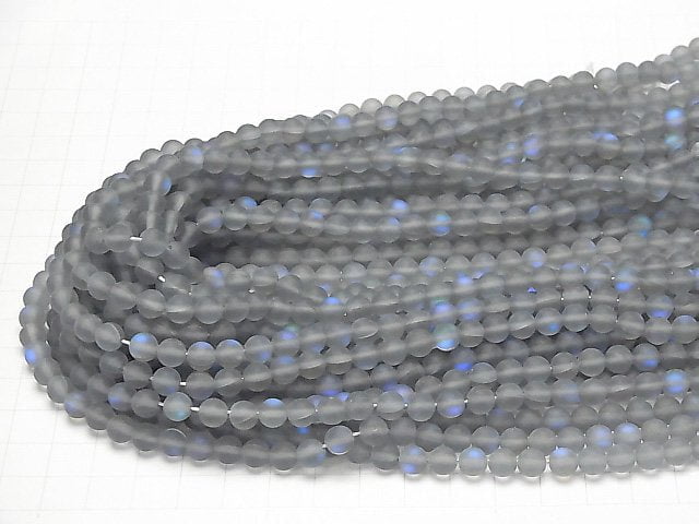 Frost Blue Luna Flash Round 6mm 1strand beads (aprx.15inch/37cm)