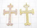 Pink Sapphire Cross Charm 35 x 23 x 2 Silver 925 (18 KGP) 1 pc $127.99!