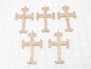 Pink Sapphire Cross Charm 35 x 23 x 2 Silver 925 (18 KGP) 1 pc $127.99!