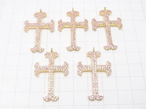 Pink Sapphire Cross Charm 35 x 23 x 2 Silver 925 (18 KGP) 1 pc $127.99!