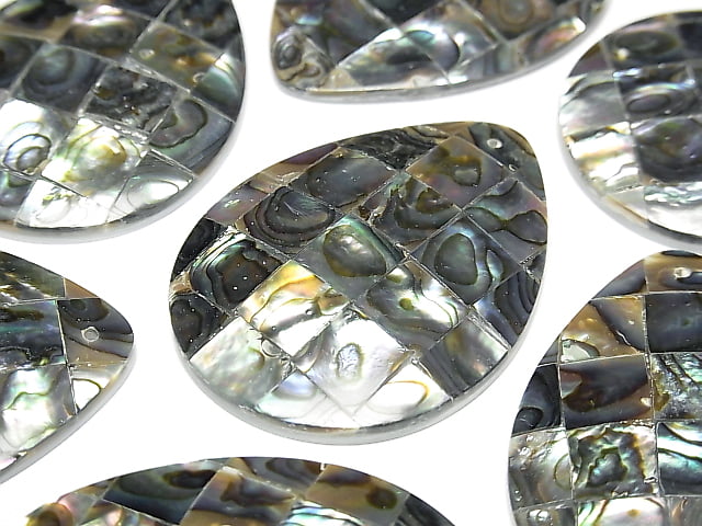 [Video] Mosaic Shell Pear shape 40x30x5mm Abalone Shell 1pc