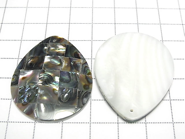 [Video] Mosaic Shell Pear shape 40x30x5mm Abalone Shell 1pc