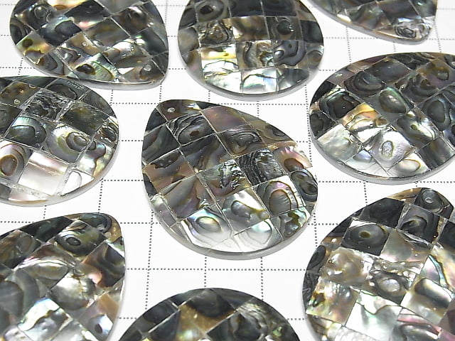 [Video] Mosaic Shell Pear shape 40x30x5mm Abalone Shell 1pc