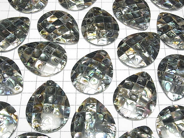 [Video] Mosaic Shell Pear shape 40x30x5mm Abalone Shell 1pc
