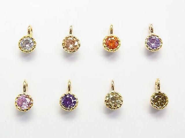 Cubic Zirconia Charm (Gold) 5x5x3mm (8 Colors Available) 1pc