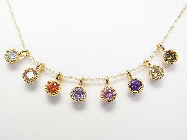Cubic Zirconia Charm (Gold) 5x5x3mm (8 Colors Available) 1pc