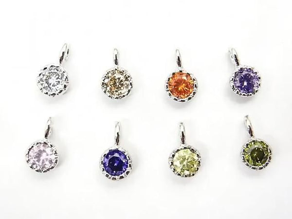 Cubic Zirconia Charm (Silver) 5x5x3mm (8 Colors Available) 1pc